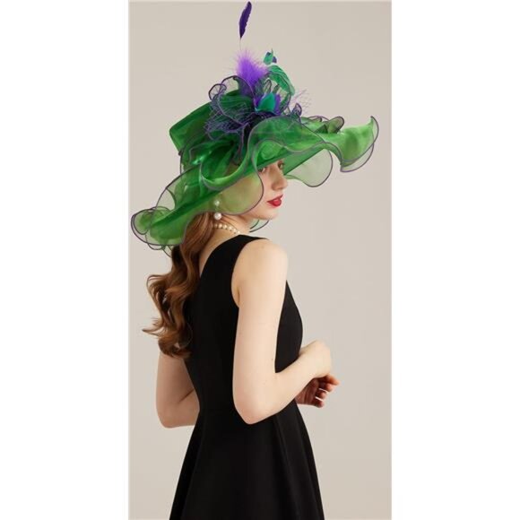 Women's Kentucky Derby Church Dress Hat 10-green,purple - Picture 7 of 7